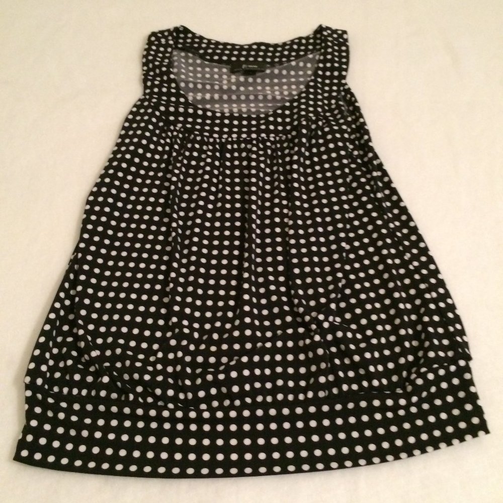 Black White Polka Dot Sleeveless Top Size M By Byer California Bwear Round Neck - Picture 1 of 3